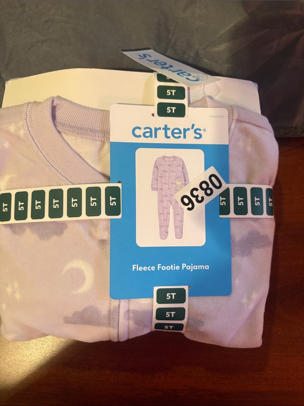 Carter's Lavender Moon Print Fleece Footie Pajama 5T